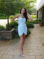 Sheath/Column Spaghetti Straps Short Mini Velvet Sequins Homecoming Dresses