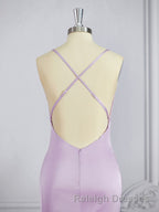 Sheath/Column Square Sweep Train NS Elastic Woven Satin Bridesmaid Dress
