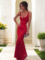 Sheath/Column Straps Floor-Length Stretch Crepe Prom Dresses