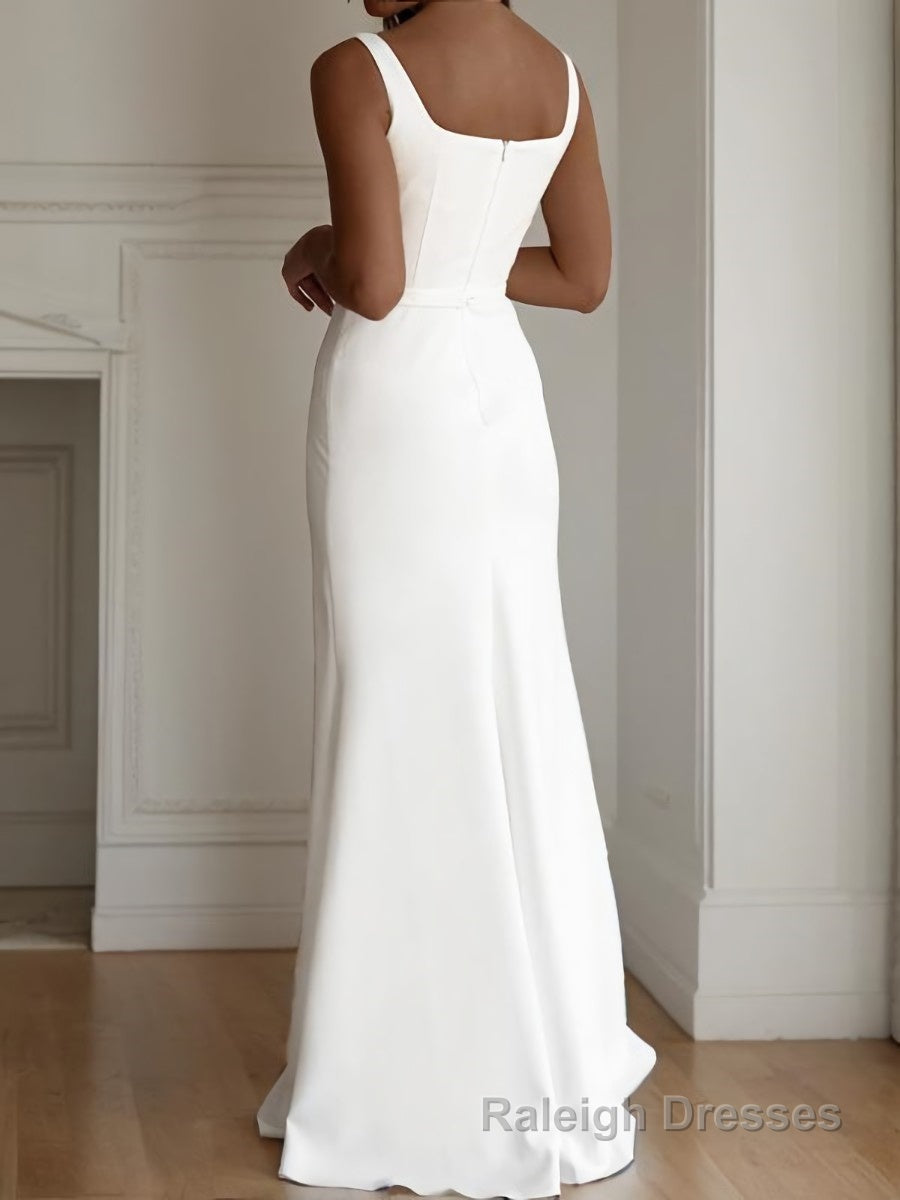 Sheath/Column Straps Floor Length Stretch Crepe Wedding Dresses Secondary image