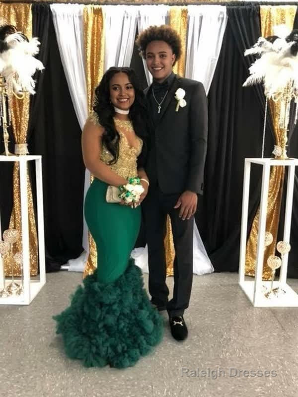 Green Prom Dress Sheath/Column Stretch Crepe Applique Scoop Sleeveless Floor-Length Dresses Secondary image