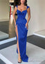 Sheath/Column Sweetheart Sleeveless Long Dress Floor Length Satin Prom Dress With Split
