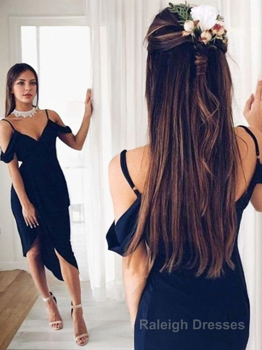 Sheath/Column V-neck Asymmetrical Stretch Crepe Homecoming Dresses Secondary image