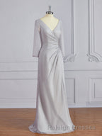 Sheath/Column V-neck Floor-Length 30D Chiffon Mother of the Bride Dresses With Beading