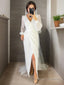Sheath/Column V Neck Floor Length Chiffon Wedding Dresses