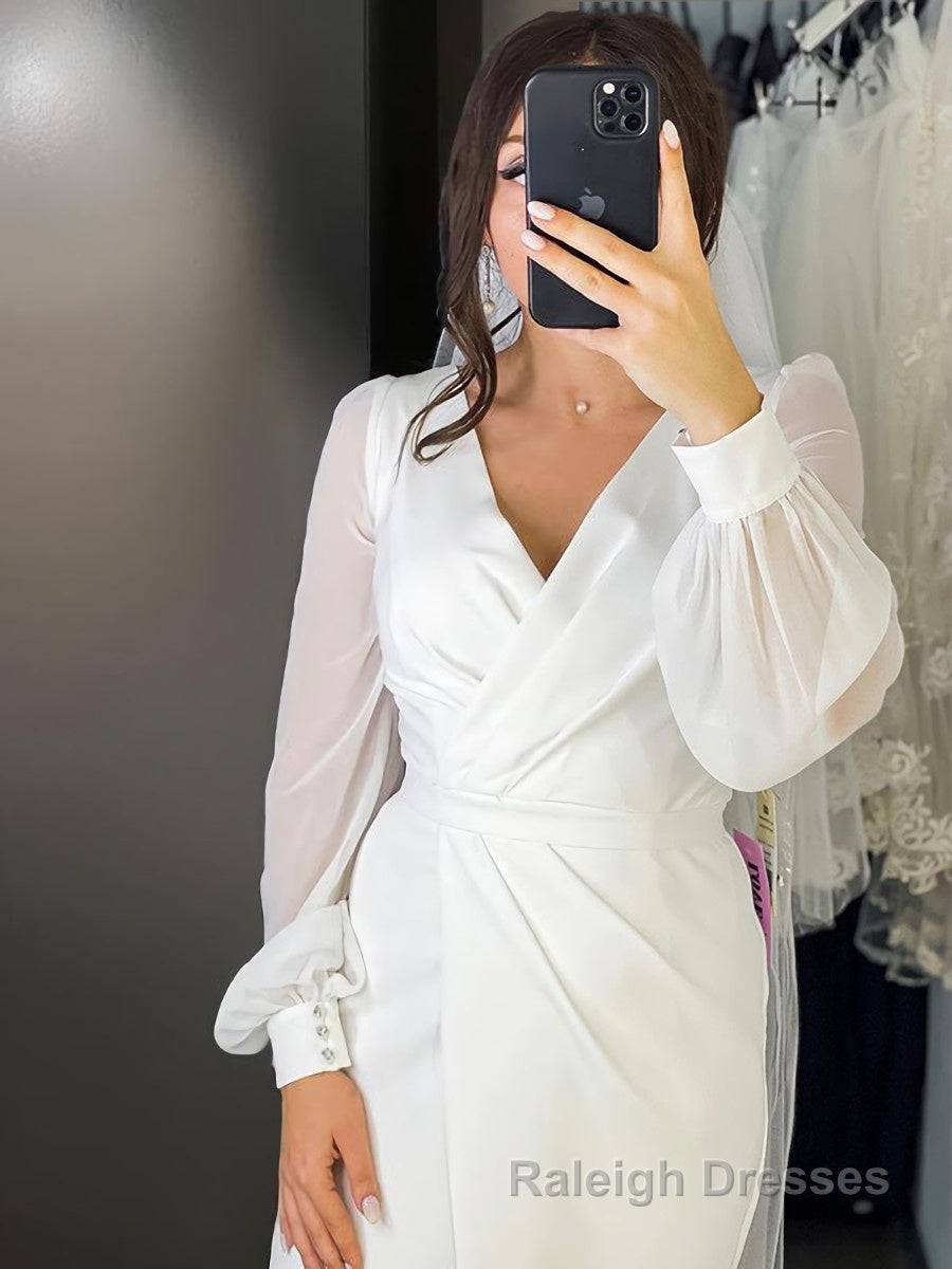 Sheath/Column V Neck Floor Length Chiffon Wedding Dresses Secondary image
