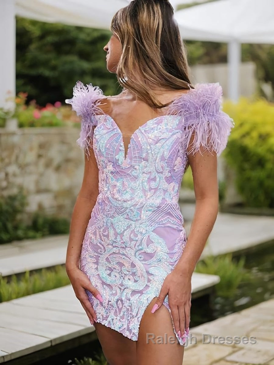 Sheath/Column V Neck Short Mini Homecoming Dress