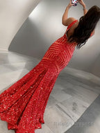 Sheath/Column V Neck Sweep Train Prom Dresses