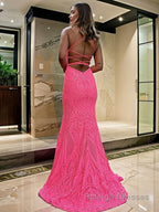 Sheath/Column V Neck Sweep Train Prom Dresses