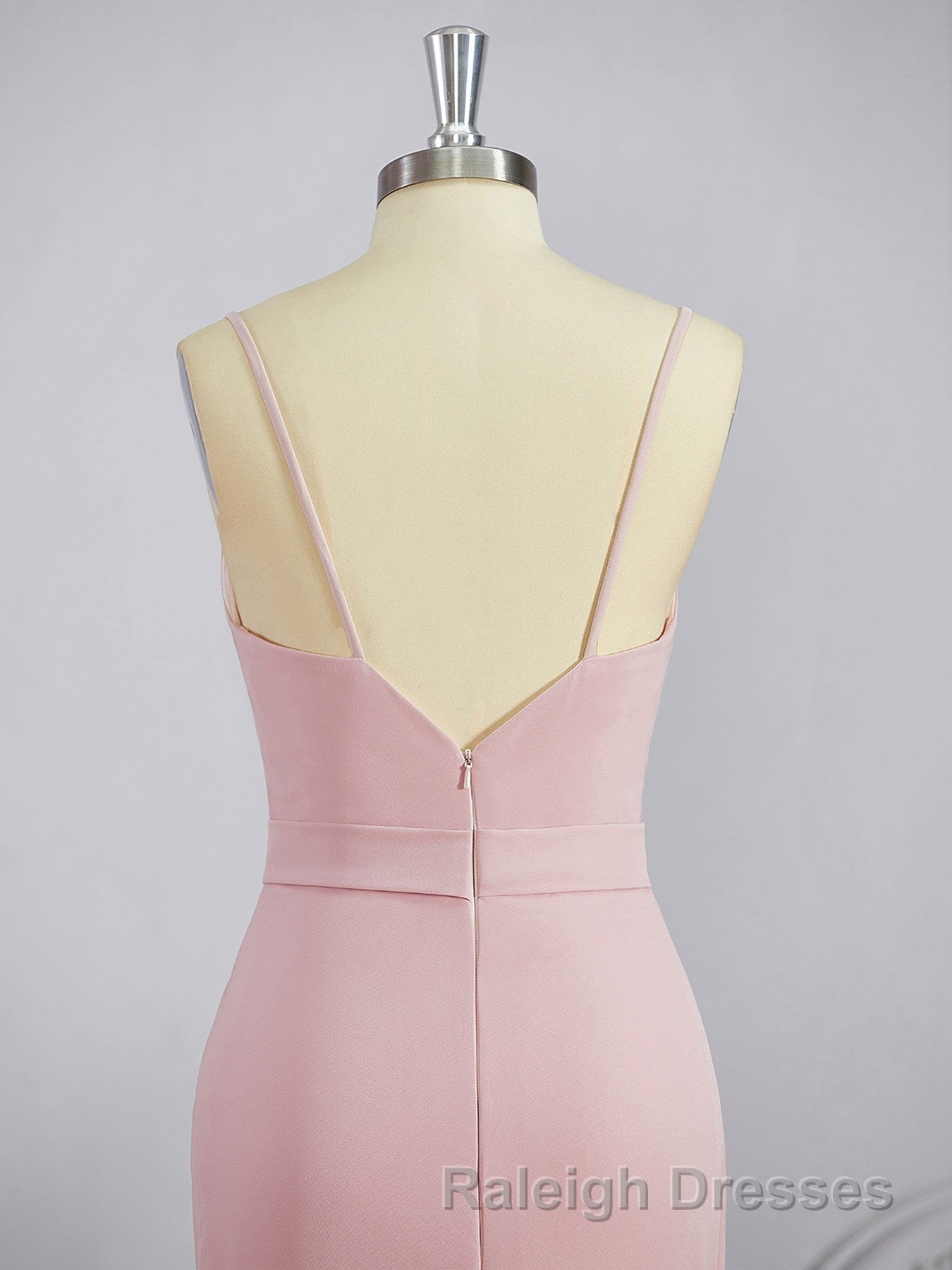 Sheath/Column V Neck Sweep Train Stretch Crepe Bridesmaid Dress with Leg Slit