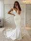 Sheath/Column V Neck Sweep Train Stretch Crepe Wedding Dresses