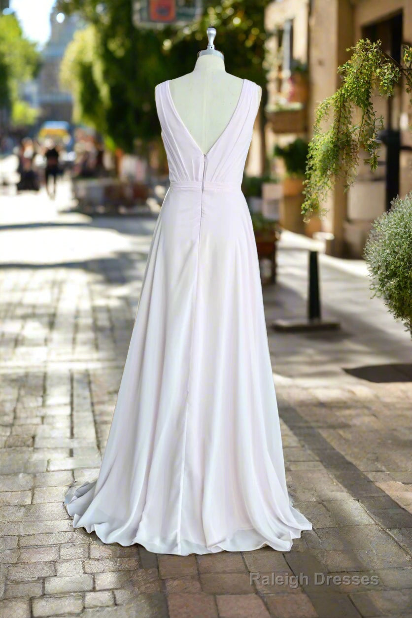 Sheath Floor Length V-Neck Chiffon Bridesmaid Dresses Secondary image