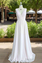 Sheath Floor Length V Neck Chiffon Bridesmaid Dresses