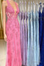 Sheath Halter Lace Tulle Prom Dresses with Appliques