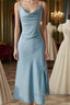 Sheath Light Sky Blue Cowl Neck Mini Bridesmaid Dress