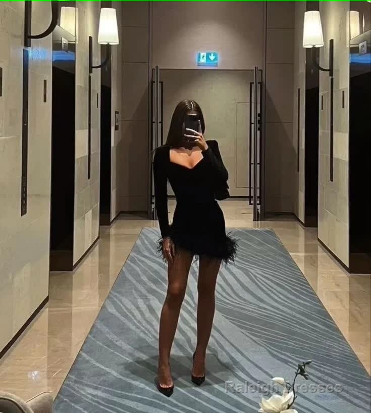 sheath long sleeves black homecoming dress 18th birthday outfits Secondary image