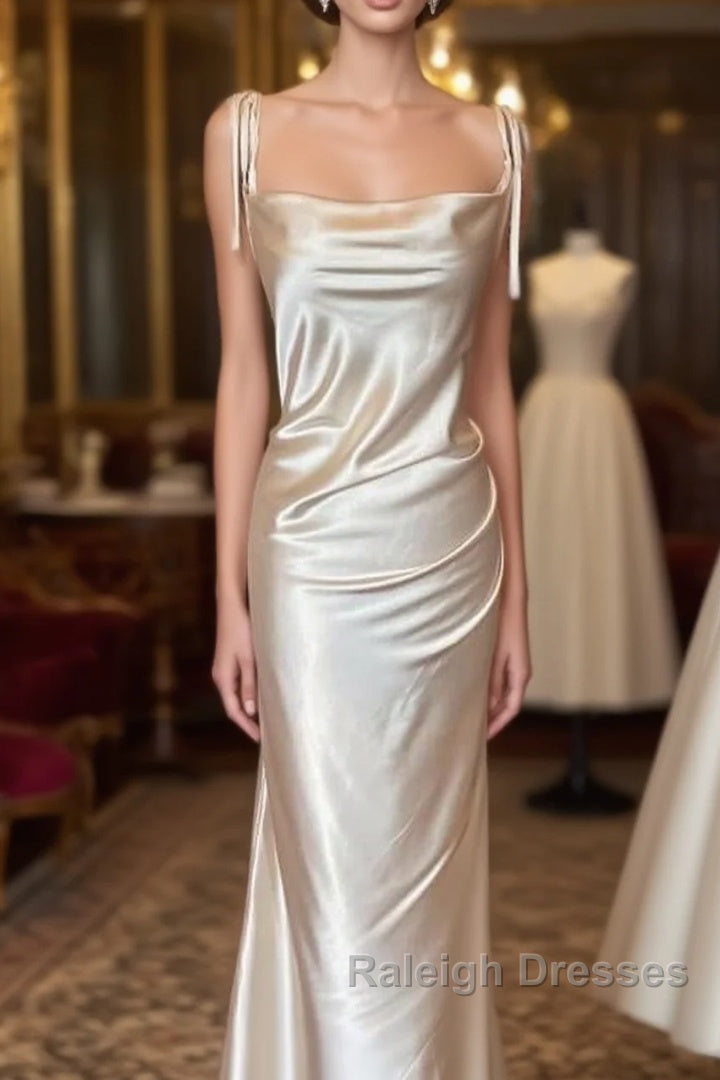 Sheath Midi Soft Satin Bridesmaid Dress