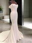 Sheath Off-The-Shoulder Short Sleeves Court Train Jersey Wedding Dress