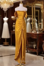 Sheath Off The Shoulder Yellow Prom Dresses Evening Dress