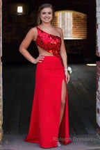 Sheath One Shoulder Cut Mirror Sequins Prom Dress