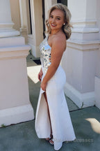 Sheath One Shoulder Cut Mirror Sequins Prom Dress