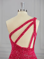 Sheath One-Shoulder Sequin Short/Mini Velvet Sequins Dress