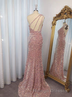 Sheath One-Shoulder Sequin Sweep Train Velvet Sequins Dress