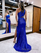 Sheath One Shoulder Sequins Prom Dress with 3D Appliques