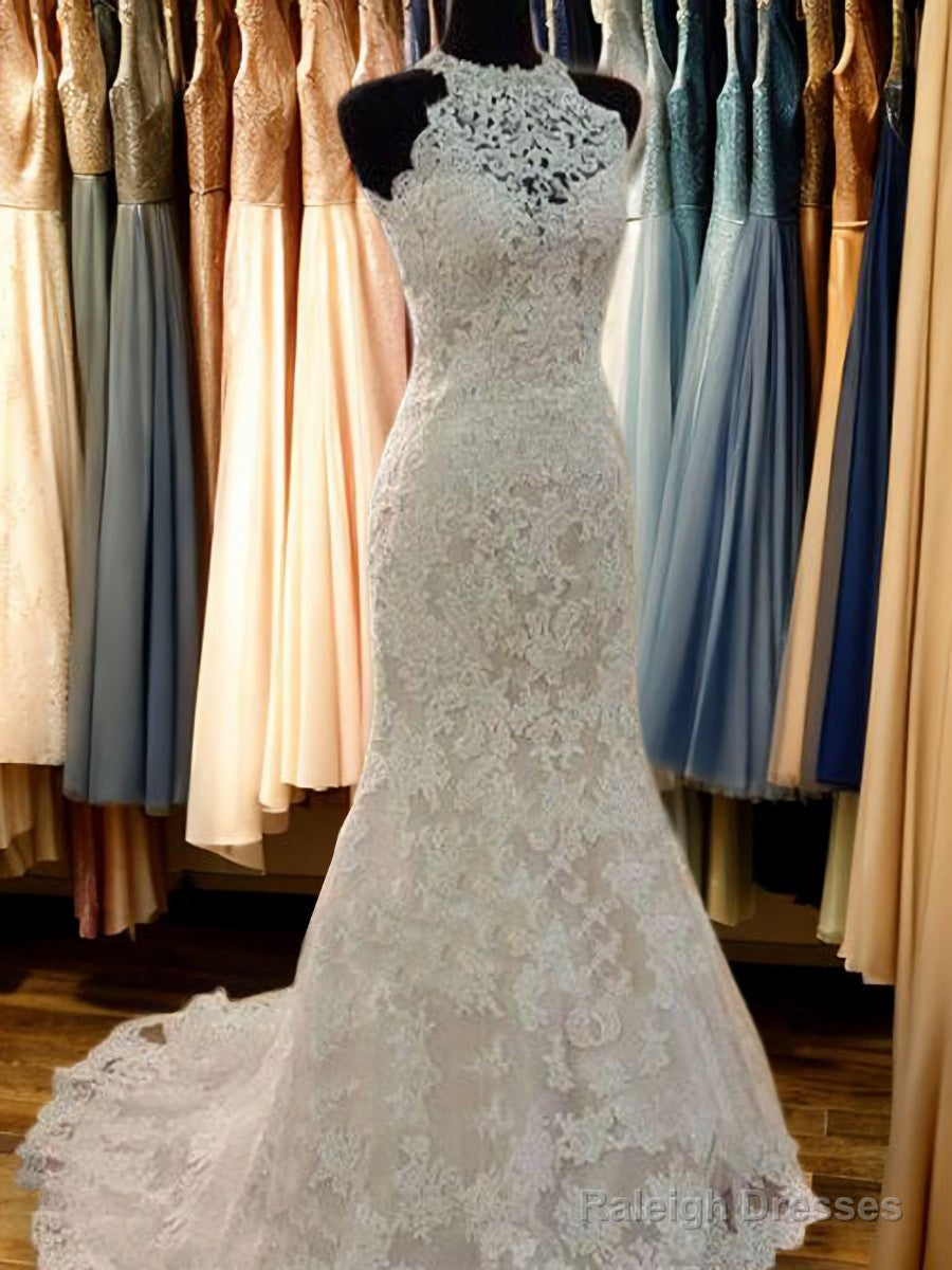Sheath Scoop Applique Sweep Train Lace Wedding Dress Main image