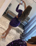 Sheath Sequin One Shoulder Homecoming Dress