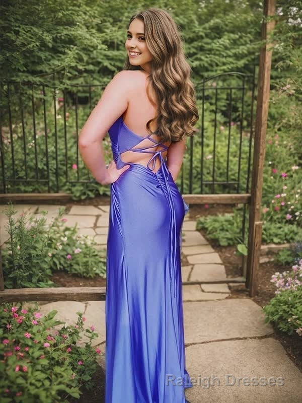 Sheath Spaghetti Straps Corset Back Prom Dress With Split Secondary image