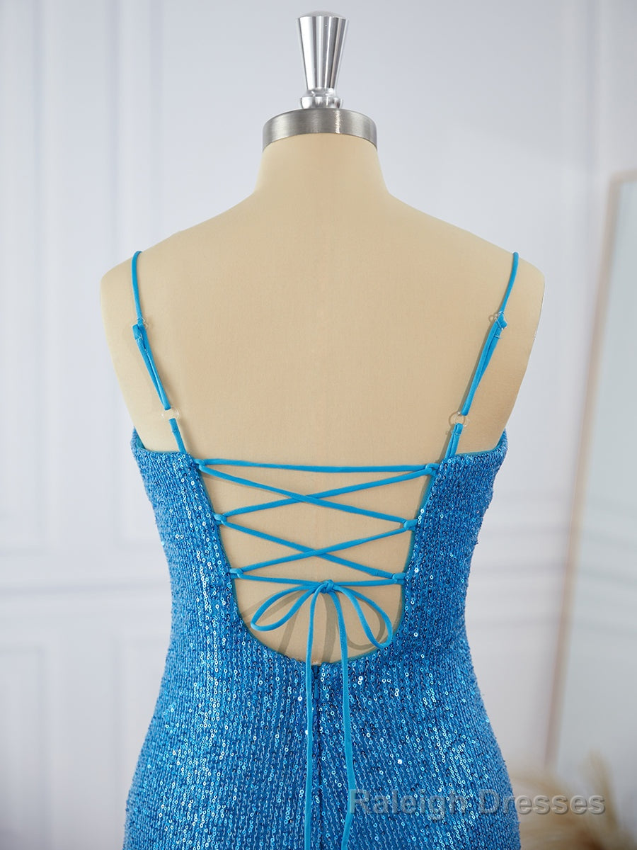 Sheath Spaghetti Straps Sequin Short Mini Dress