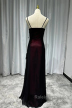 Sheath Spaghetti Straps Tulle Long Prom Dress With Silt