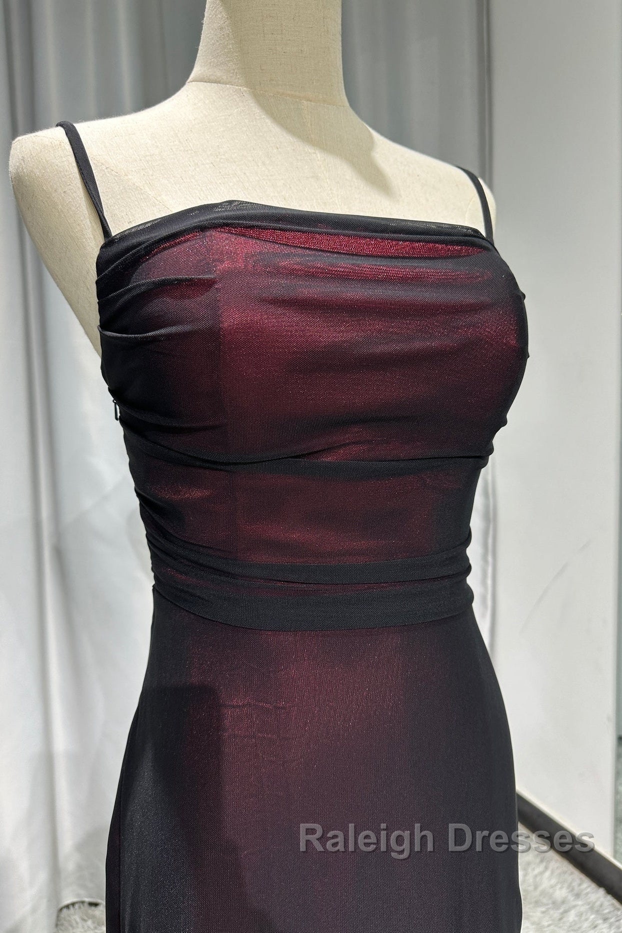 Sheath Spaghetti Straps Tulle Long Prom Dress With Silt