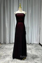 Sheath Spaghetti Straps Tulle Long Prom Dress With Silt