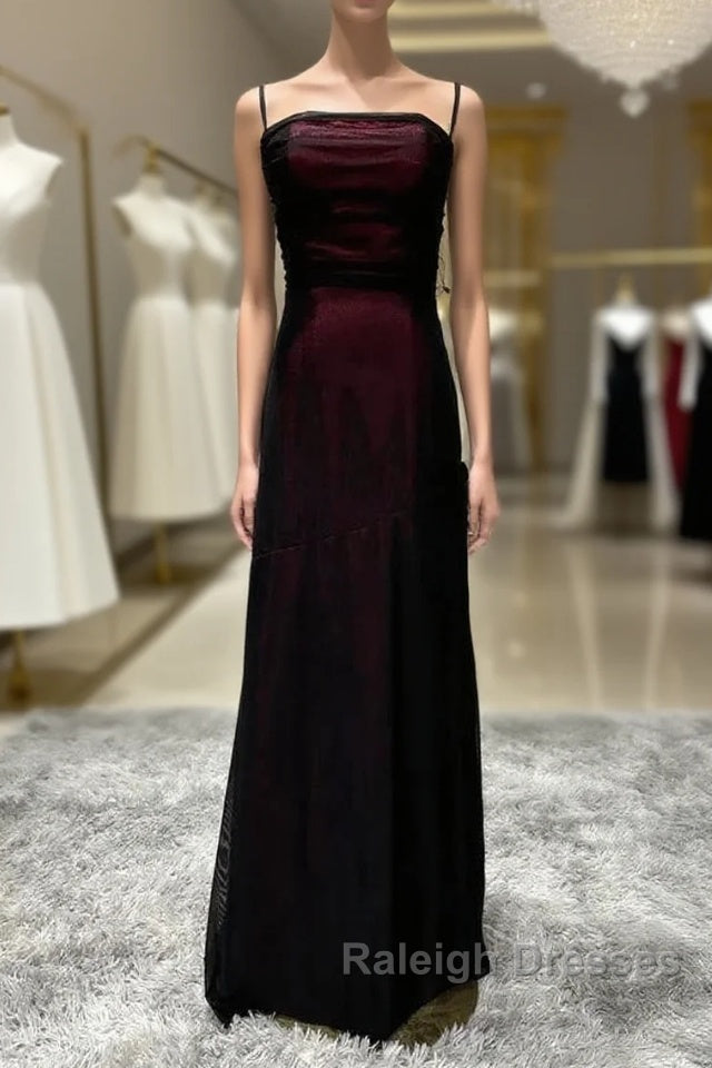 Sheath Spaghetti Straps Tulle Long Prom Dress With Silt