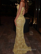 Sheath Straight Appliques Lace Sweep Train Lace Prom Dress