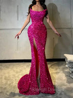 Sheath Straight Court Train Prom Dress