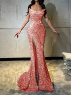 Sheath Straight Court Train Prom Dress