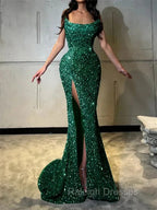 Sheath Straight Court Train Prom Dress