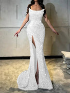 Sheath Straight Court Train Prom Dress