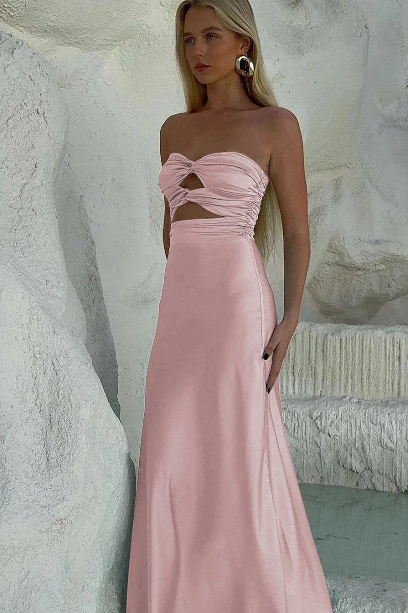 Sheath Sweetheart Satin Strapless Long Prom Dress Secondary image