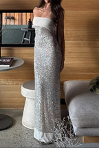 Shinning Mermaid Strapless Green Sequin Prom Dress Prom Dresses 18Th Birthday Outfits Graduation Dresses