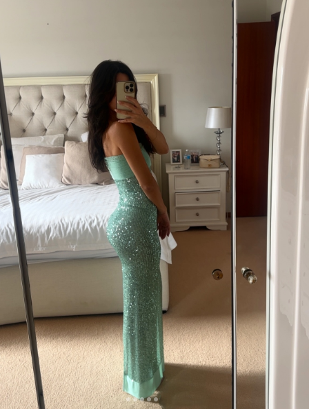 Shinning Mermaid Strapless Green Sequin Prom Dress Prom Dresses 18Th Birthday Outfits Graduation Dresses
