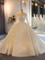 Shinny Long Ball Gowns Sweetheart Sparkling Wedding Dresses with Sleeves