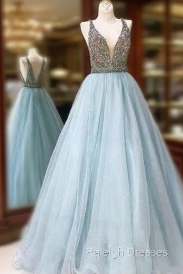 Shiny Ball Gown Light Blue Prom Dress Main image