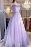 Shiny Lilac Long Prom Dresses, Purple Long Formal Evening Graduation Dresses
