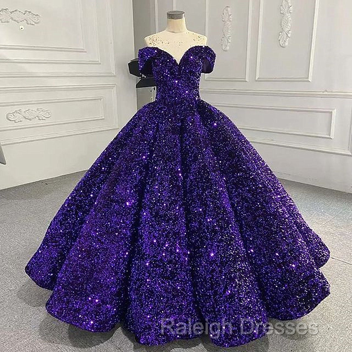 Shiny Off The Shoulder Burgundy Purple Long Prom Dresses, Wine Red Purple Formal Evening Dresses Secondary image