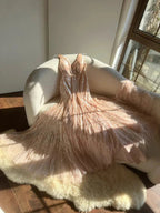 Shiny Princess Pink V-Neck Sequined Backless Mermaid Long Prom Dresses