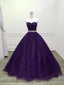 Shiny Purple Tulle Beaded Ball Gonw Prom Dress, Purple Prom Dresses